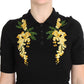 Dolce & Gabbana Elegant Black Silk Floral Polo Top