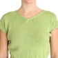 PINK MEMORIES Elegant Green Knitted Sleeveless Vest Sweater