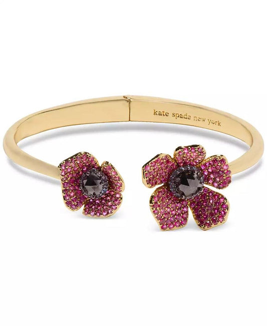 Gold-Tone Color Cubic Zirconia Poppy Cuff Bracelet