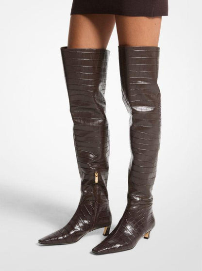 Cosmo Crocodile Embossed Leather Boot