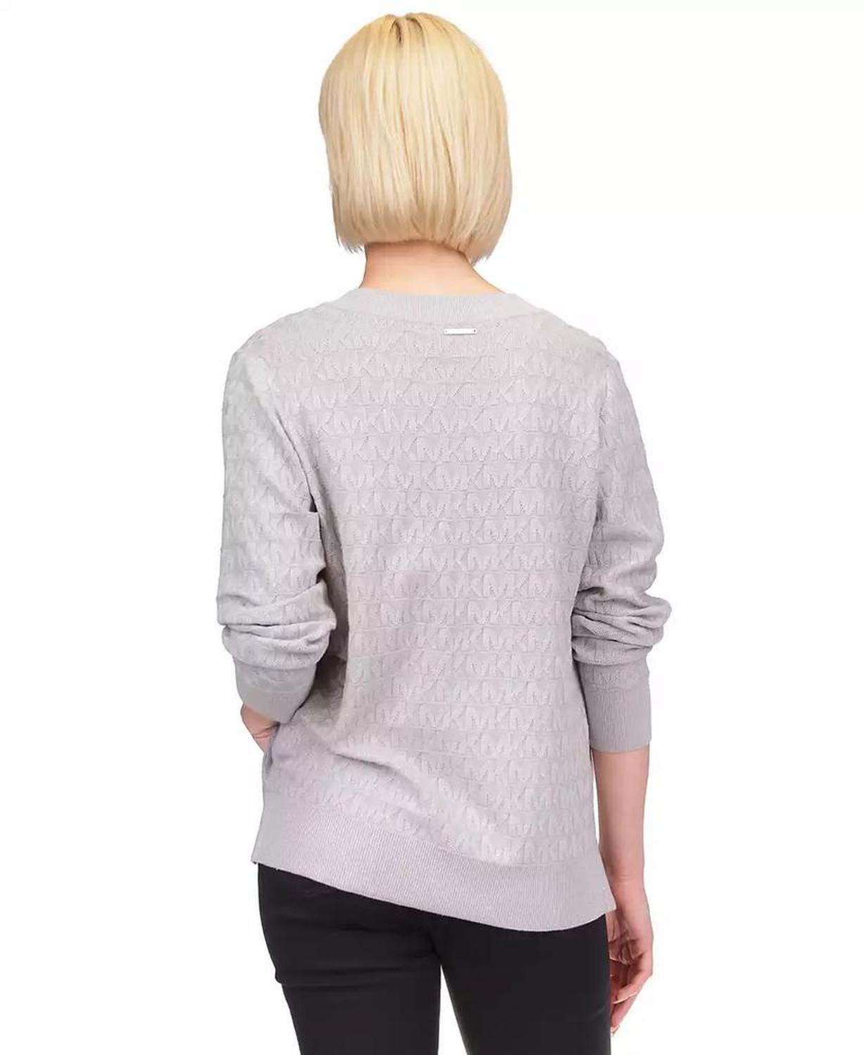 Women's V-Neck Metallic Logo Sweater