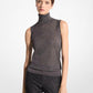 Metallic Viscose Blend Sleeveless Turtleneck Sweater