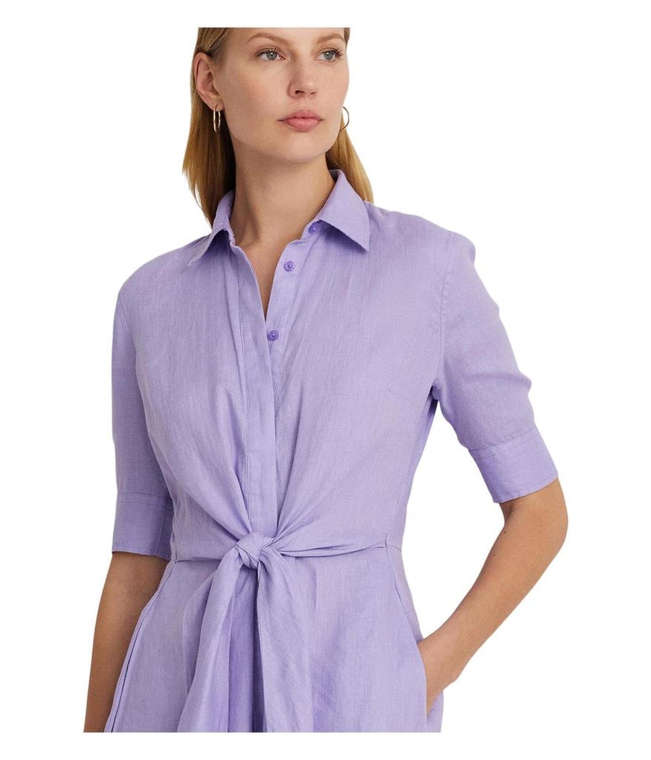 Petite Tie-Front Linen Shirtdress