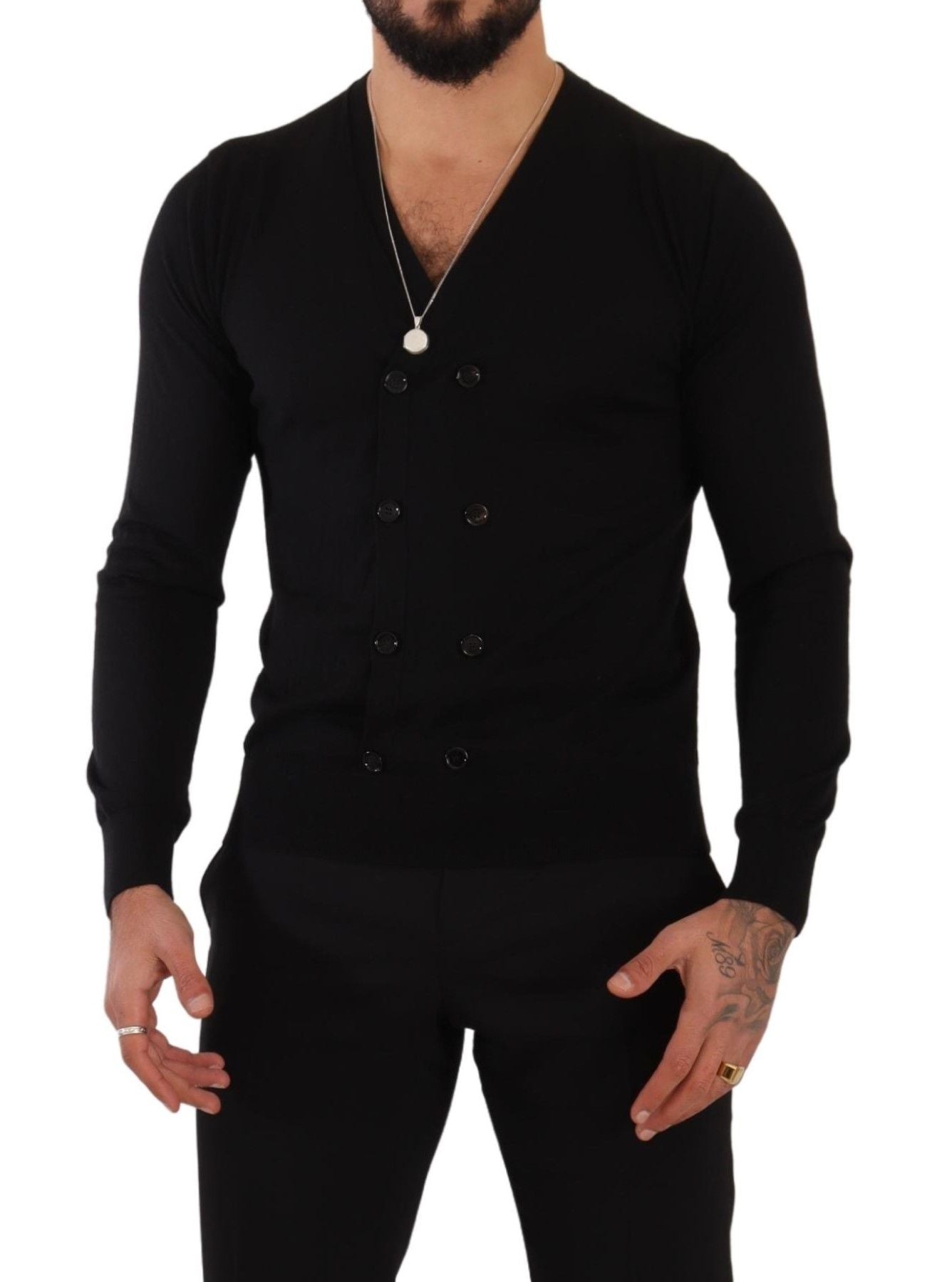 Dolce & Gabbana Elegant V-Neck Black Cashmere Cardigan