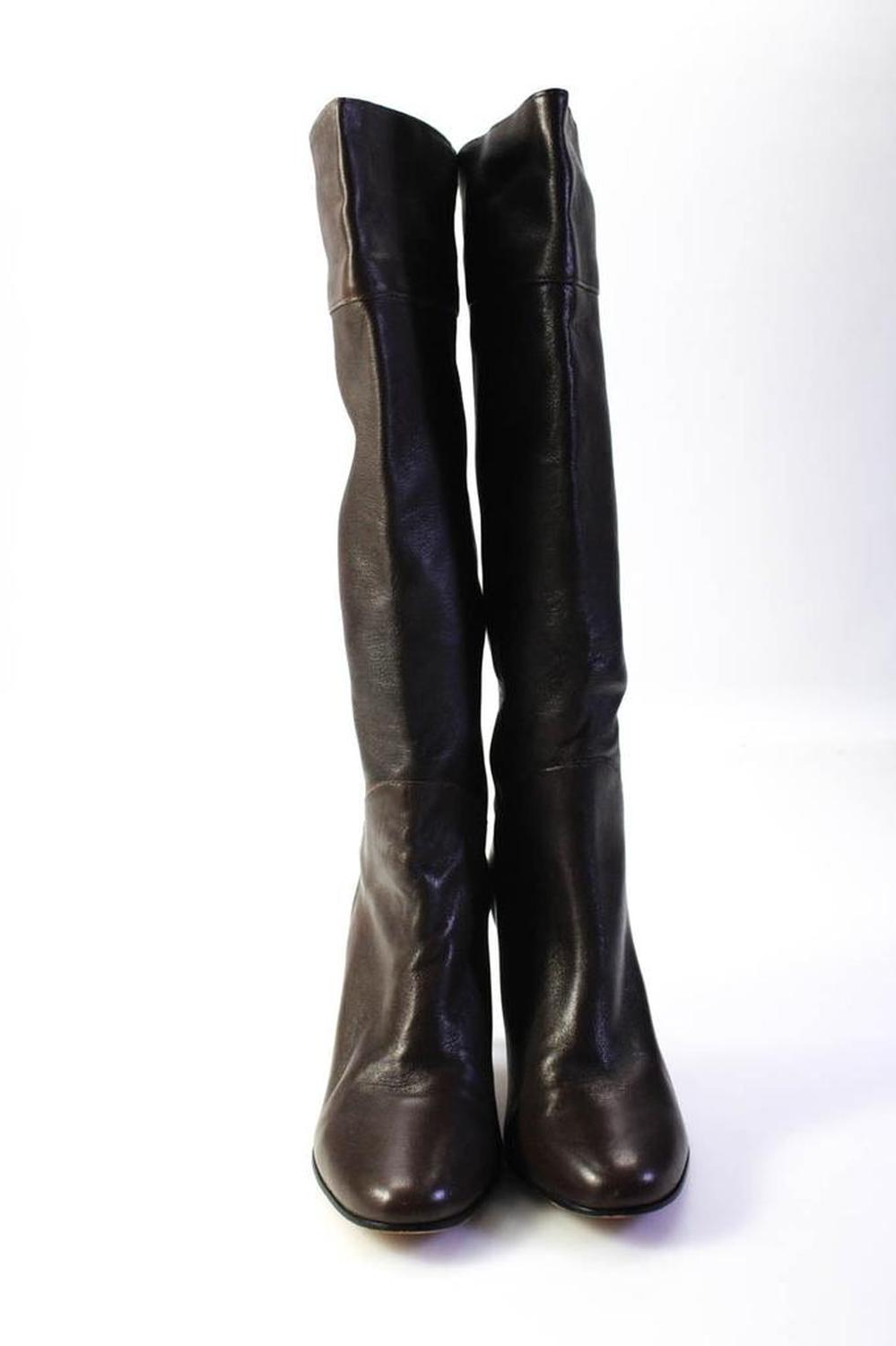 Kate Spade New York Womens Brown Leather Heels Knee High Boots Shoes