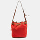 Michael Kors Orange/brown Canvas And Leather Marina Drawstring Bag