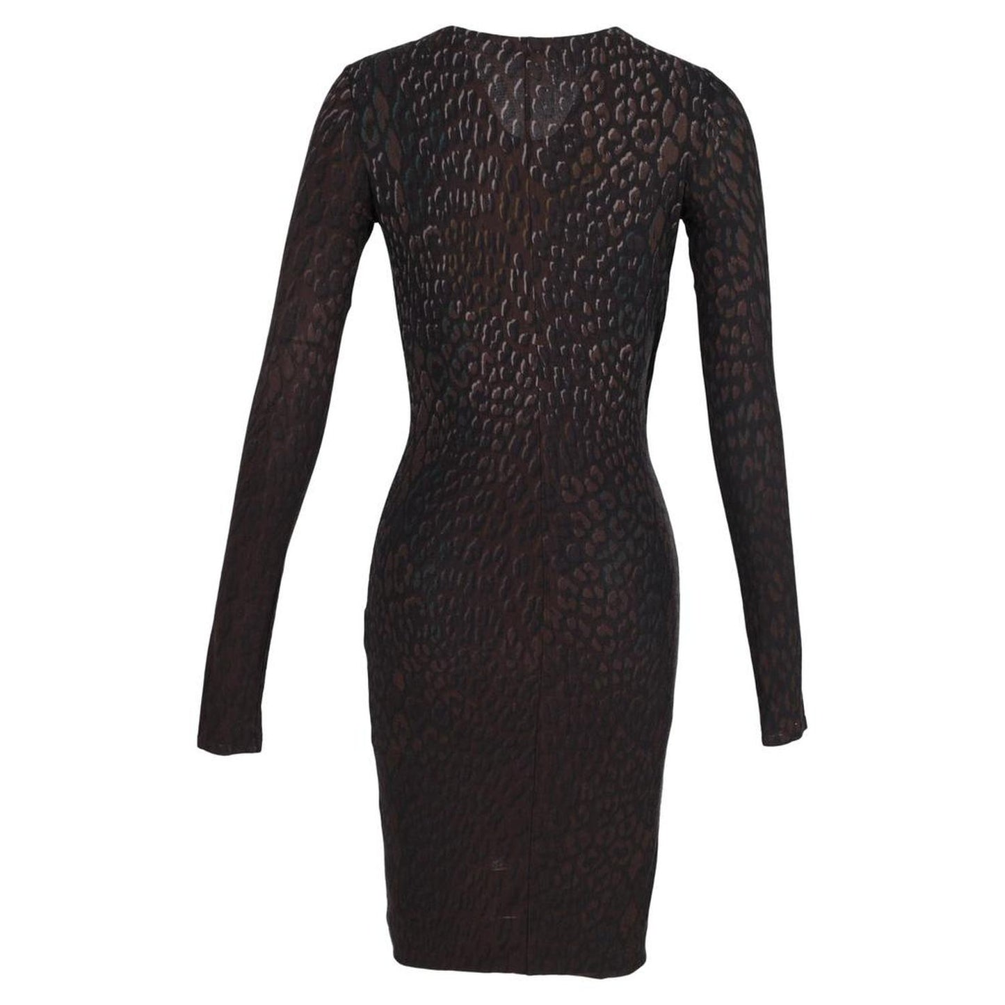 Max Mara Printed Long Sleeve Knee-Length Dress in Brown Viscose