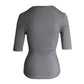 Michael Kors Collection Metallic Ribbed Knit Top in Silver Viscose