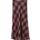 Michael Kors Plaid Maxi Skirt in Red Silk-Voile