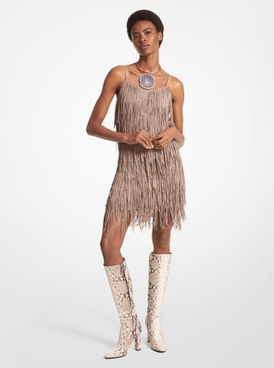 Bonded Suede Fringed Dress