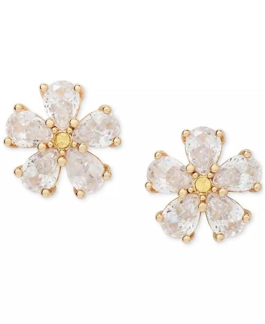 Bursting Blooms Gold-Tone Crystal Stud Earrings