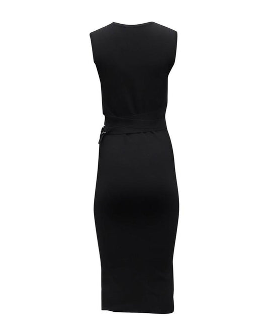 Michael Kors Belt Tie Stretch Dress in Black Viscose