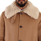 Dolce & Gabbana Opulent Beige Shearling-Collar Overcoat