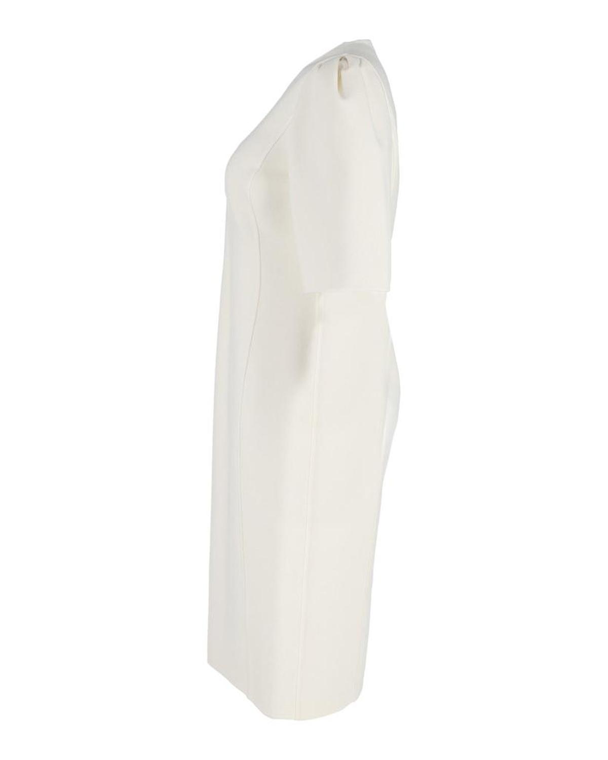 Michael Kors Wo Puff-Sleeve Midi Dress in White Virgin Wool