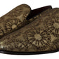 Dolce & Gabbana Gold Tone Loafers Slides Dress Shoes