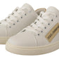 Dolce & Gabbana Elegant White Leather Sneakers with Gold Accents