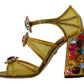 Dolce & Gabbana Stunning Crystal-Embellished Yellow Leather Sandals