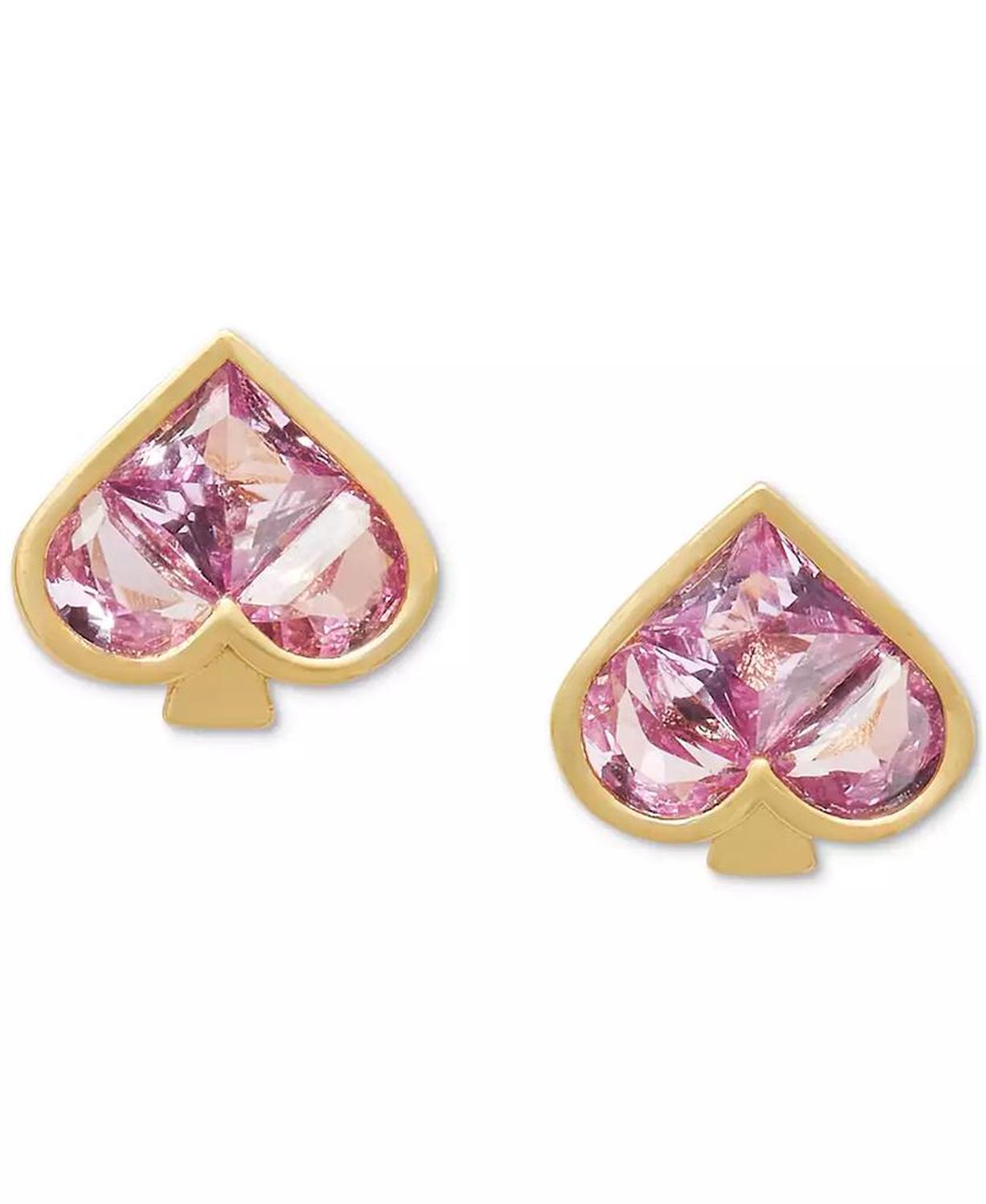 Colored Cubic Zirconia Spade Stud Earrings