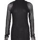 Max Mara Leisure Vales Sheer Turtleneck Top in Black Polyamide