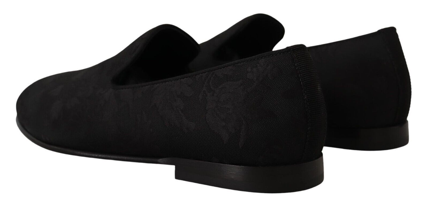 Dolce & Gabbana Elegant Jacquard Slide On Loafers Flats