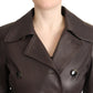 Dolce & Gabbana Elegant Double-Breasted Lambskin Leather Coat