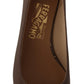 Salvatore Ferragamo Elegant Caraway Brown Pumps with Vara Bow