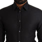 Dolce & Gabbana Elegant Black Cotton Gold Dress Shirt