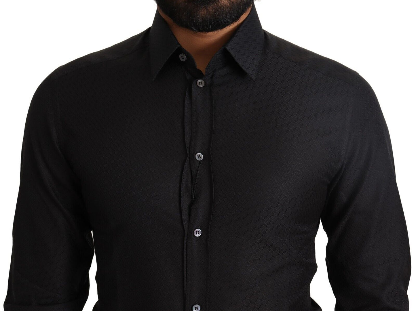 Dolce & Gabbana Elegant Black Cotton Gold Dress Shirt