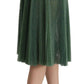 Dolce & Gabbana Metallic Green Pleated A-Line Midi Skirt