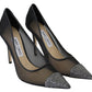 Jimmy Choo Elegant Black Mesh Crystal Pumps