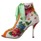 Dolce & Gabbana Floral Open Toe Jersey Heels