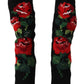 Dolce & Gabbana Elegant Sock Boots with Red Roses Detail