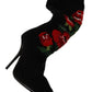 Dolce & Gabbana Elegant Sock Boots with Red Roses Detail