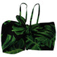 Dolce & Gabbana Elegant Leaf Print Halter Cropped Top