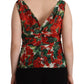 Dolce & Gabbana Elegant V-Neck Geranium Print Silk Tank Top