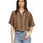 Women's Snakeskin-Print Pleated-Back Shirt