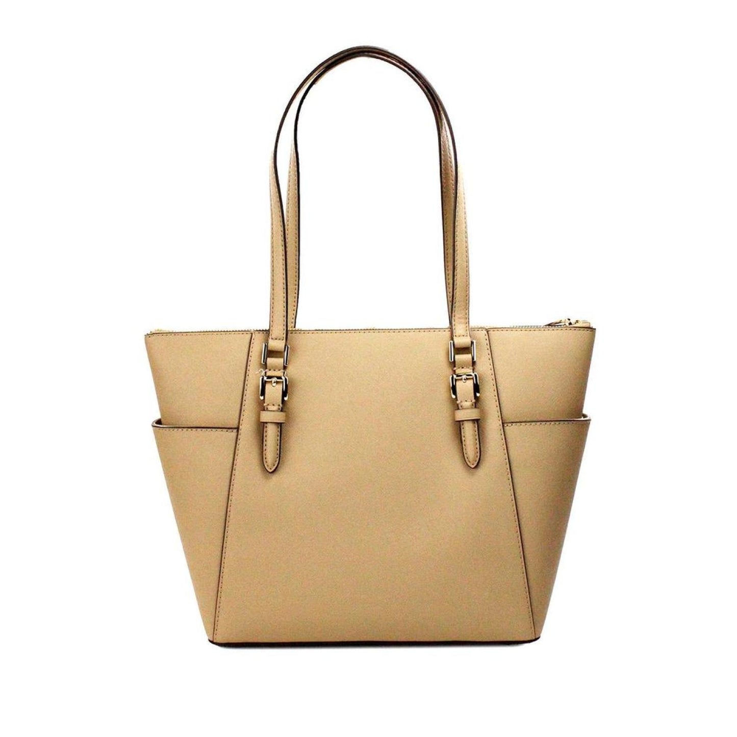 Michael Kors Charlotte Camel Large Leather Top Zip Tote Bag Women's Purse