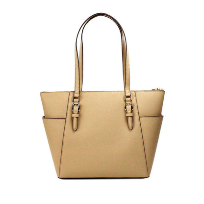 Michael Kors Charlotte Camel Large Leather Top Zip Tote Bag Women's Purse