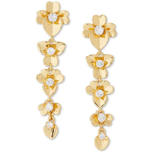 Gold-Tone Precious Pansy Linear Earrings