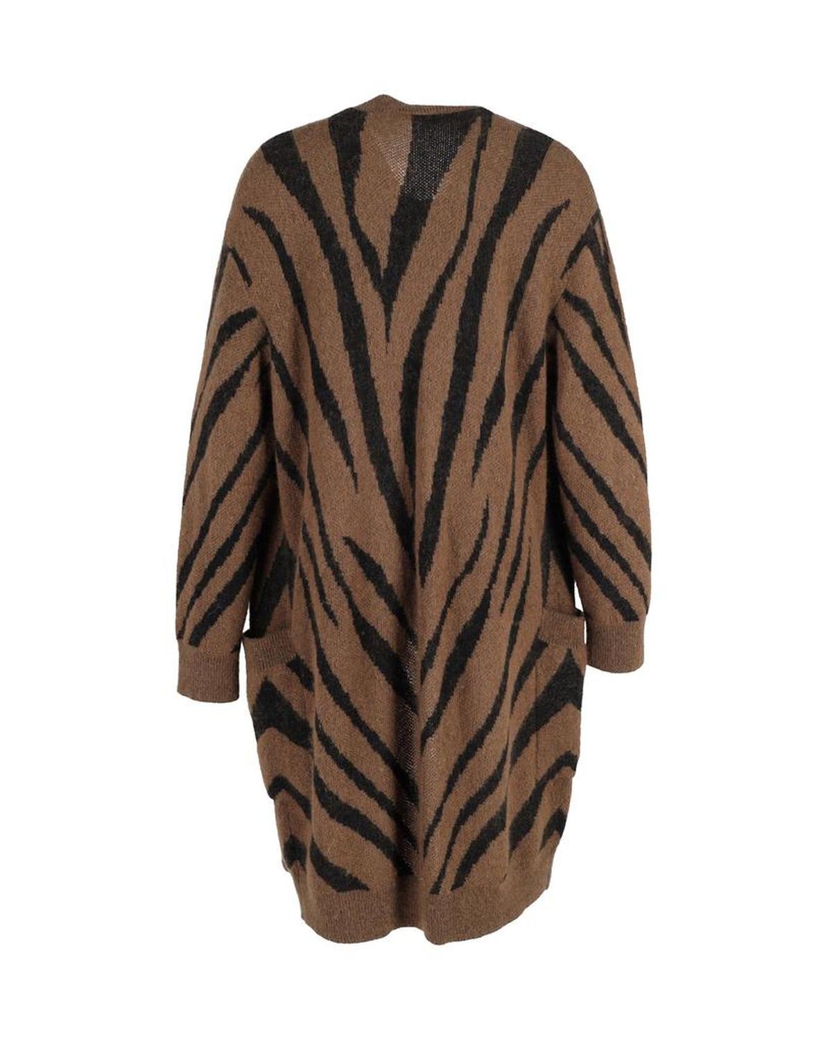 Max Mara Zebra Print Mohair Blend Knit Cardigan In Brown Mohair