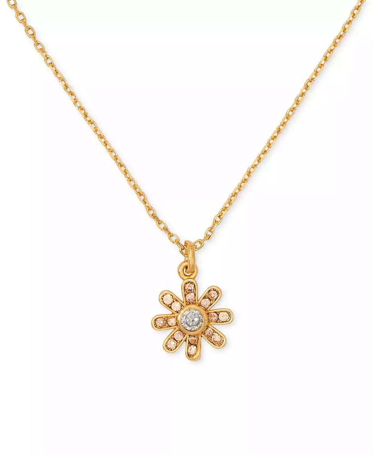 Gold-Tone Bursting Blooms Pendant Necklace, 16" + 3" extender