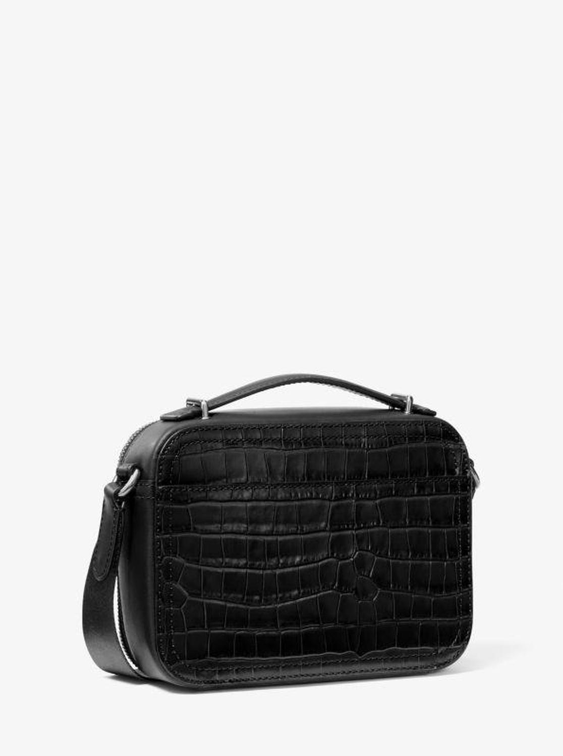 Hudson Crocodile Embossed Leather Crossbody Bag