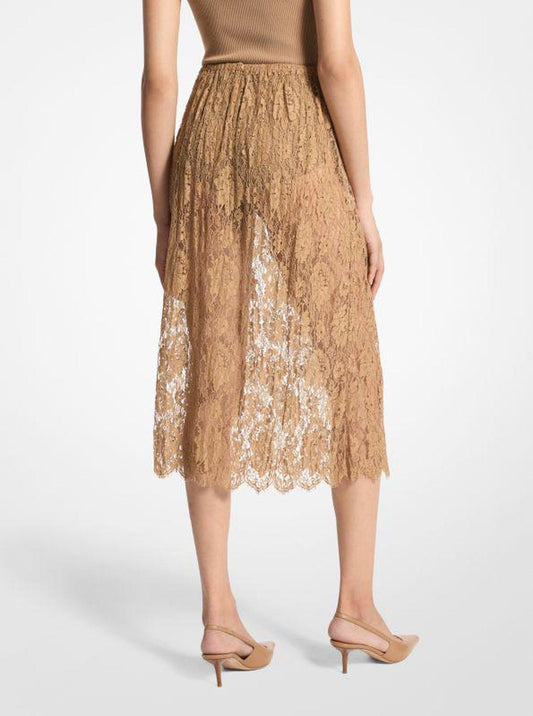 Crushed Floral Lace Slip Skirt