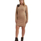 Plus Size Faux Leather Trim Wool Cashmere Dress