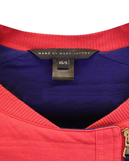 Marc Jacobs Asymmetric Zip Jacket in Red Cotton