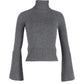 Michael Kors Flared Sleeve Turtleneck Sweater in Grey Cotton