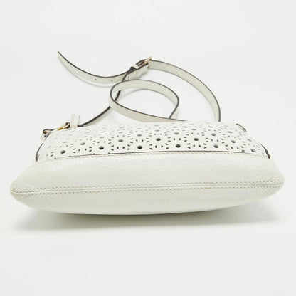 Kate Spade White Leather Lasercut Messenger Bag