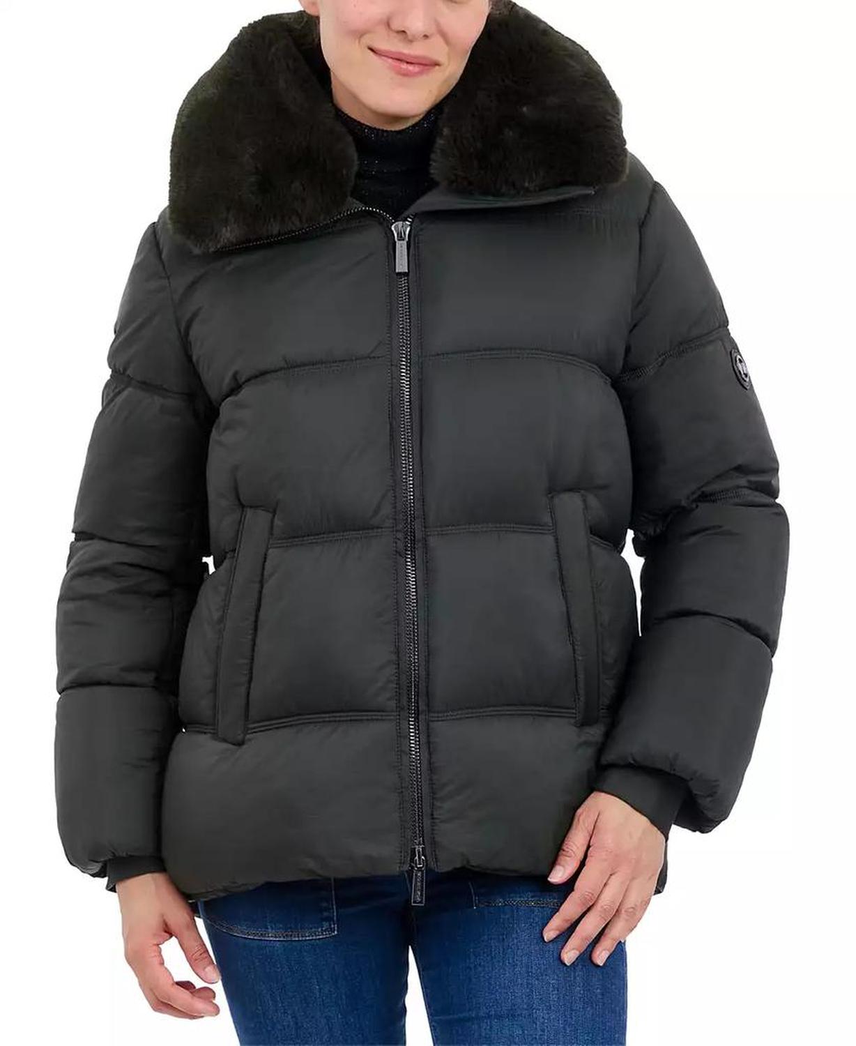 Women's Faux-Fur-Collar Hooded Puffer Coat, Created for Macy's