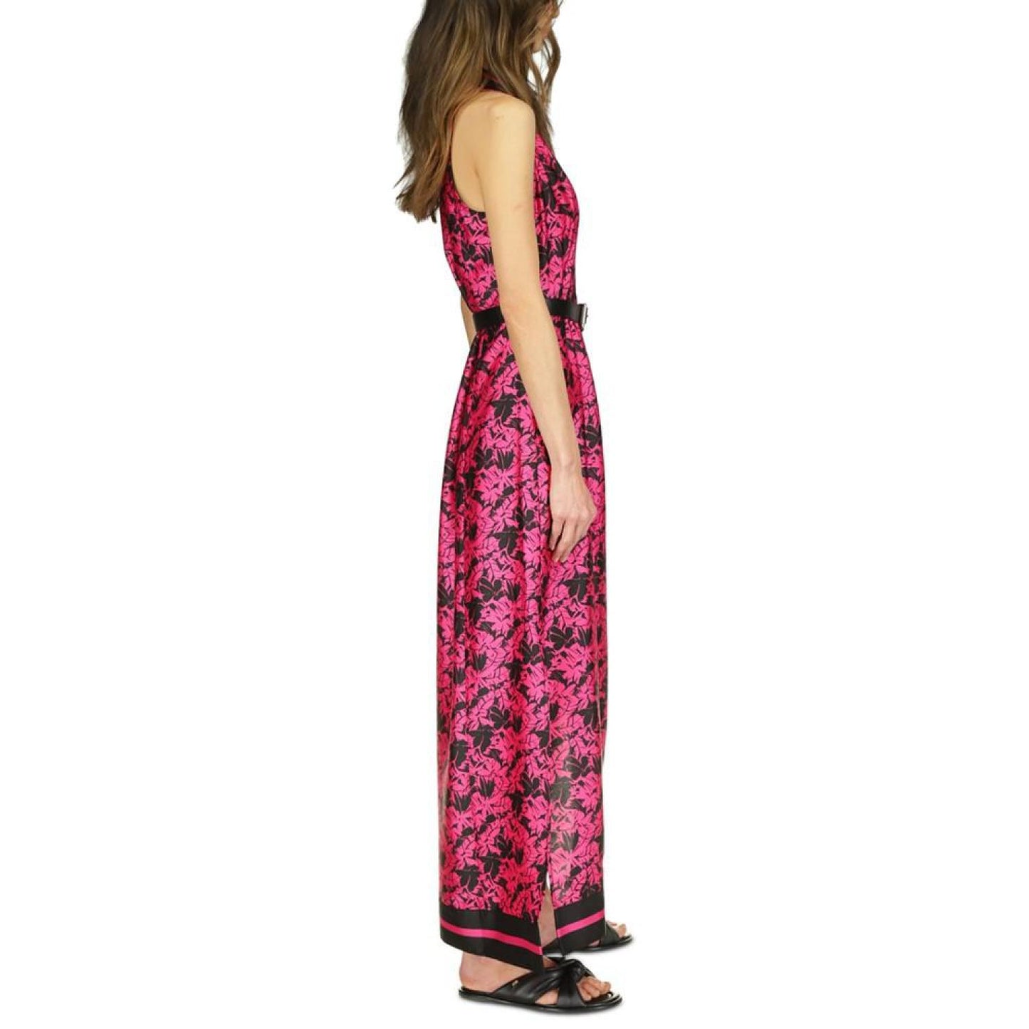 MICHAEL Women's Belted Floral-Print Maxi Dress