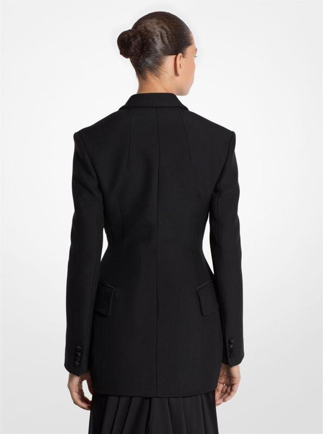 Wool Gabardine and Satin Carved Tuxedo Blazer